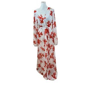 Ladies Matte Collection Achilles Sheer Floral Long Swim Cover Up Robe Size Small